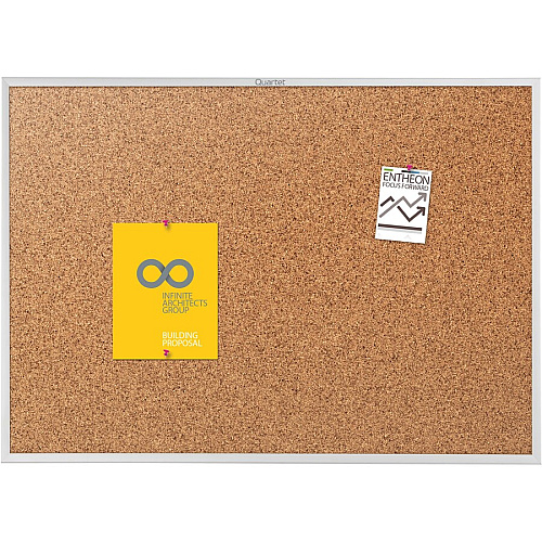 Quartet Classic Series Bulletin Board 36" Board Height x 48" Board Width - Brown Natural Cork Surface - Heavy-gauge, Self-healing, Heavy Duty - Silver Aluminum Frame - 1 Each (2304)