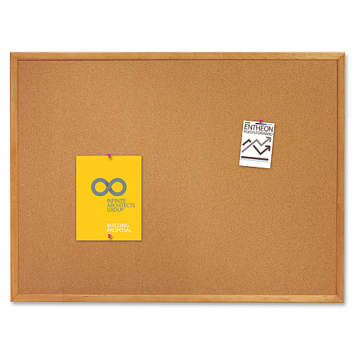 Quartet Classic Series Cork Bulletin Board 36" Board Height x 60" Board Width - Brown Natural Cork Surface - Self-healing, Flexible, Durable - Oak Frame - 1 Each (305)