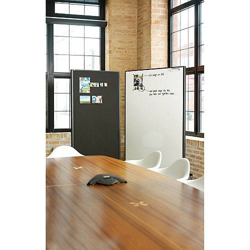 Quartet Motion Room Divider 36" (3 ft) Width x 72" (6 ft) Height - White Porcelain Surface - Graphite Metal Frame - Magnetic - 1 Each (6630MB)