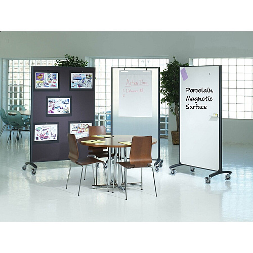 Quartet Motion Room Divider 36" (3 ft) Width x 72" (6 ft) Height - White Porcelain Surface - Graphite Metal Frame - Magnetic - 1 Each (6630MB)