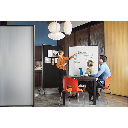 Quartet Motion Room Divider 36" (3 ft) Width x 72" (6 ft) Height - White Porcelain Surface - Graphite Metal Frame - Magnetic - 1 Each (6630MB)