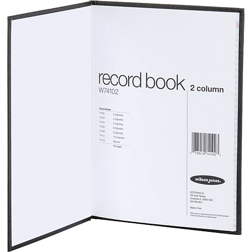 Wilson Jones 74100 2-Column Account Book 40 Sheet(s) - Sewn Bound - 7" x 9.25" Form Size - 9.50" x 7" Sheet Size - 2 Columns per Sheet - White Sheet(s) - Red, Blue Print Color - Black, Gold Cover - 1 Each (74102)