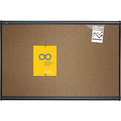 Quartet Prestige Bulletin Board 48" Board Height x 72" Board Width - Brown Cork Surface - Self-healing, Durable - Graphite Frame - 1 Each (B247G)