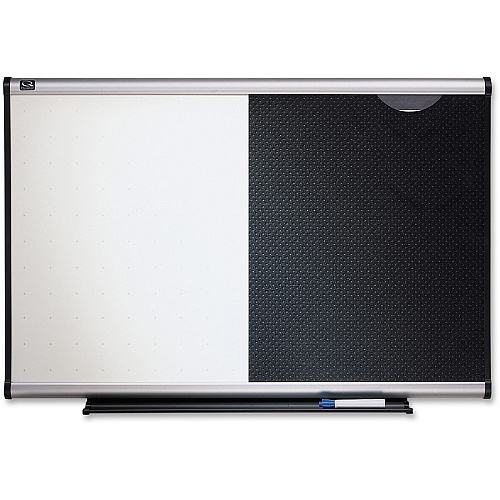 Quartet Prestige Combination Board 36" (3 ft) Width x 24" (2 ft) Height - Black Foam Surface - Silver Aluminum Frame - Horizontal - 1 Each (BTE643A)