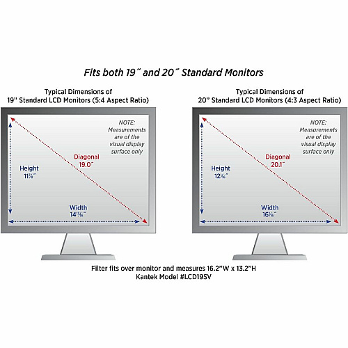 Kantek LCD Protect Privacy/Anti-Glare Filter Clear For 19" , 20" LCD Monitor - Scratch Resistant - Anti-glare - 1 Each (LCD19SV)