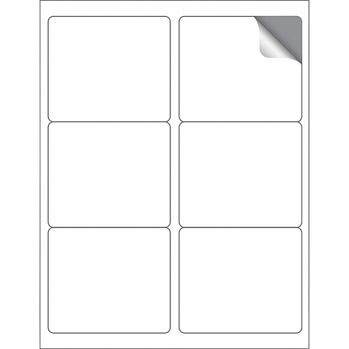 MACO White Laser/Ink Jet Shipping Label 3 21/64" Width x 4" Length - Rectangle - Laser, Inkjet - White - Lignin-free - 6 / Sheet - 600 / Box (ML0600)