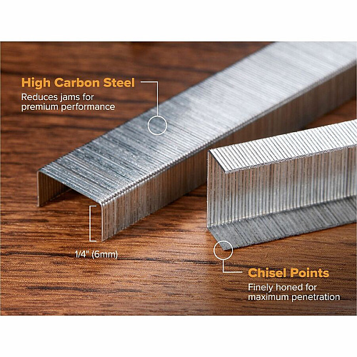 Bostitch Standard Premium Staples Standard - 1/4" Leg - Chisel Point - Silver - High Carbon Steel - 5.1" Height x 1.8" Width x 1.3" Length - 210 Per Strip - 5000 / Box (SB10)