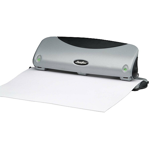 Swingline EasyView Desktop Punch 3 Punch Head(s) - 12 Sheet - 9/32" Punch Size - Black, Silver (74063)