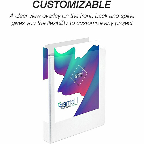Samsill Insertable D-Ring Binder 1" Binder Capacity - Letter - 8 1/2" x 11" Sheet Size - 250 Sheet Capacity - 3 Ring - Fastener: D-Ring - Pocket: 2, Internal - Polypropylene, Chipboard - White - 1.12 lb - Recycled - Locking Ring, Clear Overlay, No (16437)