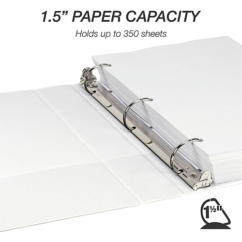 Samsill Insertable D-Ring Binder 1 1/2" Binder Capacity - Letter - 8 1/2" x 11" Sheet Size - 375 Sheet Capacity - 3 Ring - Fastener: D-Ring - Pocket: 2, Internal - Polypropylene, Chipboard - White - 1.17 lb - Recycled - Locking Ring, Clear Overlay (16457)