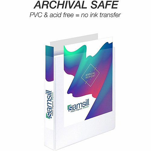 Samsill Insertable D-Ring Binder 1 1/2" Binder Capacity - Letter - 8 1/2" x 11" Sheet Size - 375 Sheet Capacity - 3 Ring - Fastener: D-Ring - Pocket: 2, Internal - Polypropylene, Chipboard - White - 1.17 lb - Recycled - Locking Ring, Clear Overlay (16457)
