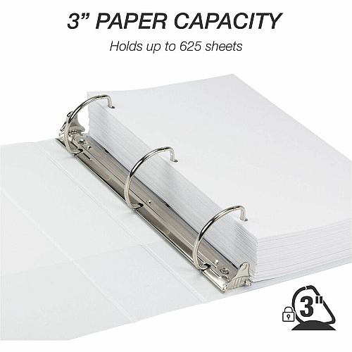 Samsill Insertable D-Ring Binder 3" Binder Capacity - Letter - 8 1/2" x 11" Sheet Size - 650 Sheet Capacity - 3 Ring - Fastener: D-Ring - Pocket: 2, Internal - Polypropylene, Chipboard - White - 1.76 lb - Recycled - Locking Ring, Clear Overlay, No (16487)