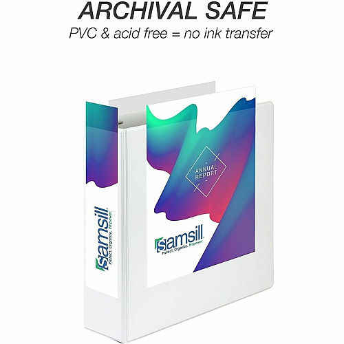 Samsill Insertable D-Ring Binder 3" Binder Capacity - Letter - 8 1/2" x 11" Sheet Size - 650 Sheet Capacity - 3 Ring - Fastener: D-Ring - Pocket: 2, Internal - Polypropylene, Chipboard - White - 1.76 lb - Recycled - Locking Ring, Clear Overlay, No (16487)