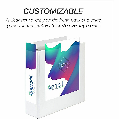 Samsill Insertable D-Ring Binder 3" Binder Capacity - Letter - 8 1/2" x 11" Sheet Size - 650 Sheet Capacity - 3 Ring - Fastener: D-Ring - Pocket: 2, Internal - Polypropylene, Chipboard - White - 1.76 lb - Recycled - Locking Ring, Clear Overlay, No (16487)