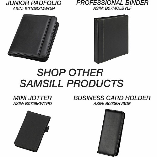 Samsill Letter Portfolio 8 1/2" x 11" - 3 Fastener(s) - 2" for Folder - 2 Exterior, Internal Pocket(s) - Vinyl, Leather, Metal, Nappa Leather - Black - Corner, Zipper Closure, Handle, Wrap-around, Snap Closure - 1 Each (15670)