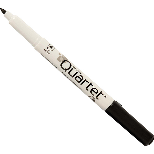 Quartet Classic Dry-Erase Markers with Eraser Cap Fine Bullet Marker Point - Black Ink - 1 Dozen (51989692)