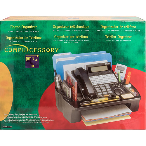 Compucessory Telephone Stand/Organizer 5" Height x 11.50" Width x 9.50" Depth - Desktop - Non-skid Base, Cable Management - Black - Plastic - 1 Each (55200)
