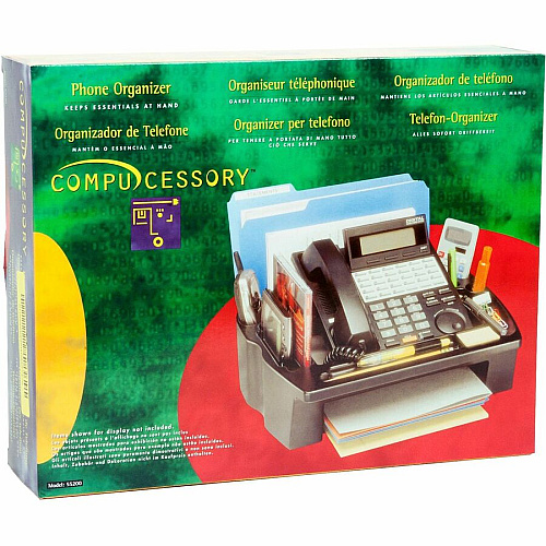 Compucessory Telephone Stand/Organizer 5" Height x 11.50" Width x 9.50" Depth - Desktop - Non-skid Base, Cable Management - Black - Plastic - 1 Each (55200)