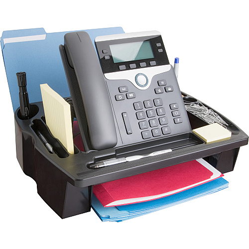 Compucessory Telephone Stand/Organizer 5" Height x 11.50" Width x 9.50" Depth - Desktop - Non-skid Base, Cable Management - Black - Plastic - 1 Each (55200)
