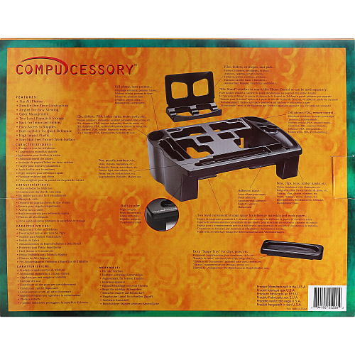 Compucessory Telephone Stand/Organizer 5" Height x 11.50" Width x 9.50" Depth - Desktop - Non-skid Base, Cable Management - Black - Plastic - 1 Each (55200)