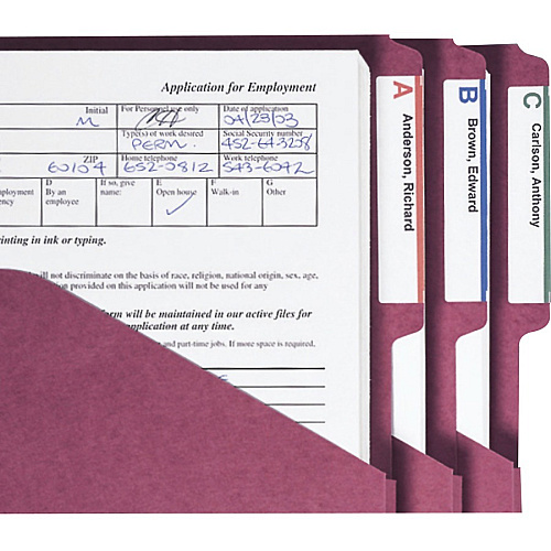 Smead 2/5 Tab Cut Letter Recycled File Pocket 8 1/2" x 11" - 1" Expansion - 11 pt. - Assorted - Unpunched - 10% Recycled - 5 / Pack (75445)