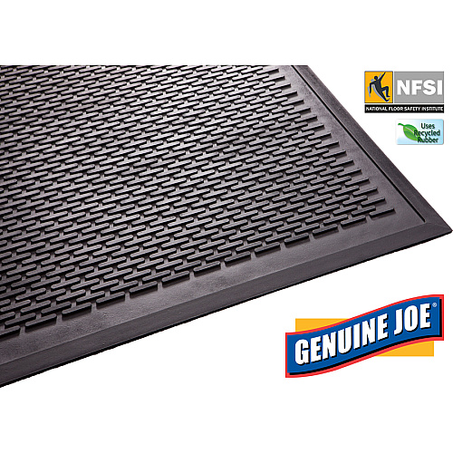 Genuine Joe Clean Step Scraper Floor Mats Outside Entrance, Outdoor - 72" Length x 48" Width - Rubber - Black - 1 Each (GJO70467)