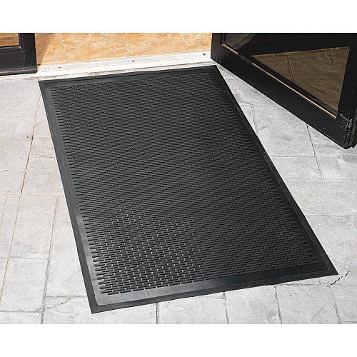 Genuine Joe Clean Step Scraper Floor Mats Outside Entrance, Outdoor - 72" Length x 48" Width - Rubber - Black - 1 Each (GJO70467)