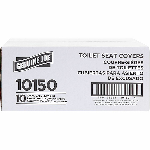 Genuine Joe Half-fold Toilet Seat Covers Half-fold - For Public Toilet - White - 250/Pack - 10 / Carton (GJO10150)