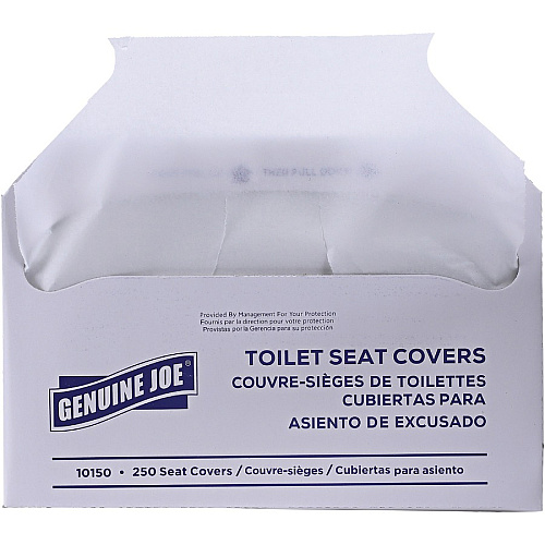Genuine Joe Half-fold Toilet Seat Covers Half-fold - For Public Toilet - White - 250/Pack - 10 / Carton (GJO10150)