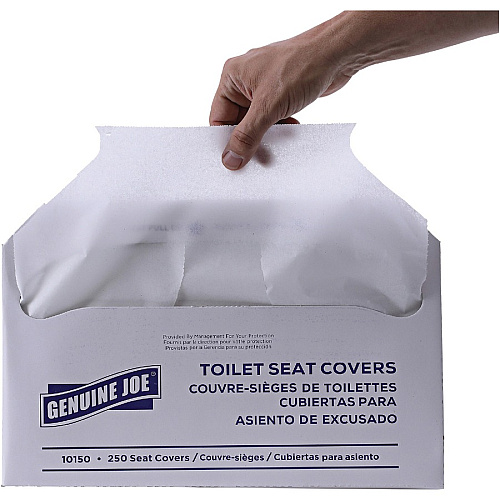 Genuine Joe Half-fold Toilet Seat Covers Half-fold - For Public Toilet - White - 250/Pack - 10 / Carton (GJO10150)