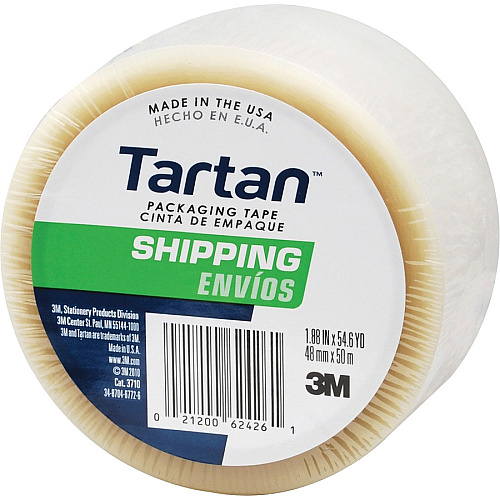 Tartan General-Purpose Packaging Tape 54.60 yd Length x 1.88" Width x 1.9 mil Thickness - 3" Core - Clear - Rubber Resin Backing - For Packing - 1 Roll (37102CR)