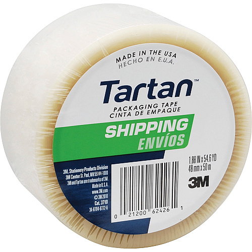 Tartan General-Purpose Packaging Tape 54.60 yd Length x 1.88" Width x 1.9 mil Thickness - 3" Core - Clear - Rubber Resin Backing - For Packing - 1 Roll (37102CR)