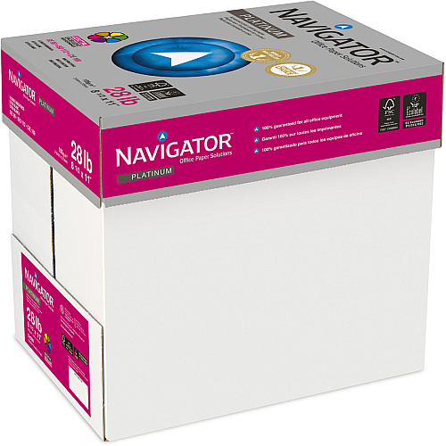 Navigator Platinum Office Multipurpose Paper 99 Brightness - Letter - 8 1/2" x 11" - 28 lb Basis Weight - Smooth - Jam-free - Bright White - 500 Sheets per Ream - 5 / Carton (NPL1128)