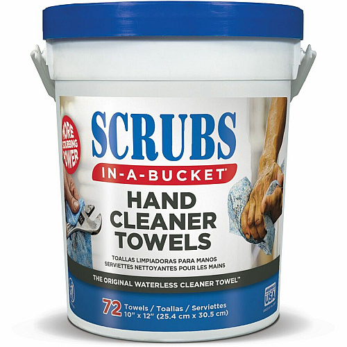 SCRUBS In-A-Bucket Hand Cleaner Towels 12" Width x 10" Length - Blue - 72/Tub - 1 Each (42272)