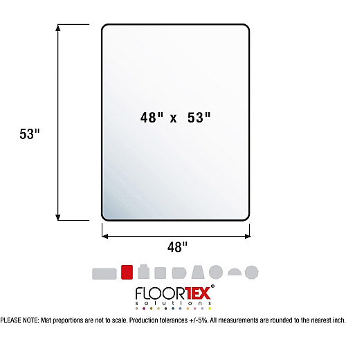 Floortex Ultimat&reg; Polycarbonate Rectangular Chair Mat for Carpets up to 1/2" - 48" x 53" Home, Office, Carpeted Floor, Floor, Carpet - 53" Length x 48" Width x 0.085" Depth x 0.085" Thickness - Rectangular - Polycarbonate - Clear - 1 Each  (1113423ER)
