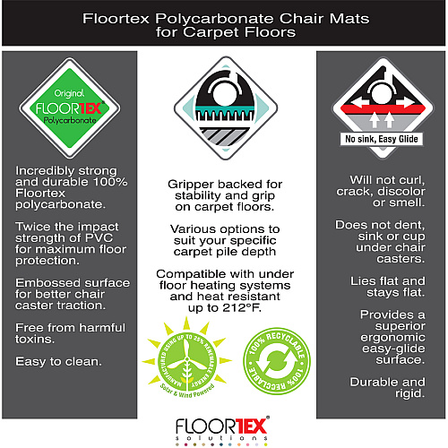 Cleartex Ultimat Ultimat&reg; Polycarbonate Rectangular Chair Mat for Carpets up to 1/2" - 48" x 60" Home, Office, Carpeted Floor, Floor - 60" Length x 48" Width x 0.085" Depth x 0.090" Thickness - Rectangular - Polycarbonate - Clear - 1 Each  (1115223ER)