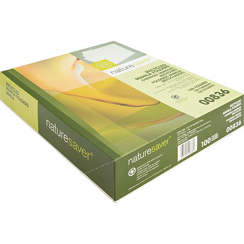 Nature Saver 1/3 Tab Cut Letter Recycled Top Tab File Folder 8 1/2" x 11" - 3/4" Expansion - Top Tab Location - Assorted Tab Position - 11 pt. - 1 Plys - Manila - Manila - 100% Recycled - 100 / Box (00836)