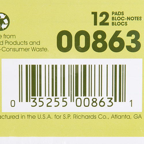 Nature Saver 100% Recycled White Jr. Rule Legal Pads - Jr.Legal 50 Sheets - 0.28" Ruled - 15 lb Basis Weight - Jr.Legal - 5" x 8" Sheet Size - White Paper - Perforated, Back Board - Recycled - 1 Dozen (00863)