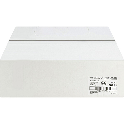 Nature Saver Black Low-density Recycled Can Liners Extra Large Size - 60 gal Capacity - 58" Length x 38" Width x 1.25 mil (32 Micron) Thickness - Low Density - Black - Plastic - Cleaning Supplies - Recycled - 100 / Carton (00991)