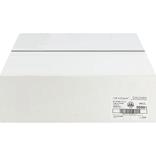 Nature Saver Black Low-density Recycled Can Liners Extra Large Size - 60 gal Capacity - 58" Length x 38" Width x 1.25 mil (32 Micron) Thickness - Low Density - Black - Plastic - Cleaning Supplies - Recycled - 100 / Carton (00991)