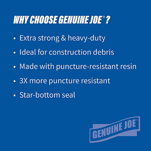 Genuine Joe Heavy-Duty Trash Can Liners Large Size - 45 gal Capacity - 46" Length x 39" Width x 1.50 mil (38 Micron) Thickness - Low Density - Black - 50/Box - 1 / Carton (GJO01534)