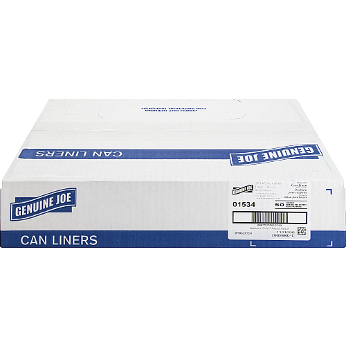 Genuine Joe Heavy-Duty Trash Can Liners Large Size - 45 gal Capacity - 46" Length x 39" Width x 1.50 mil (38 Micron) Thickness - Low Density - Black - 50/Box - 1 / Carton (GJO01534)