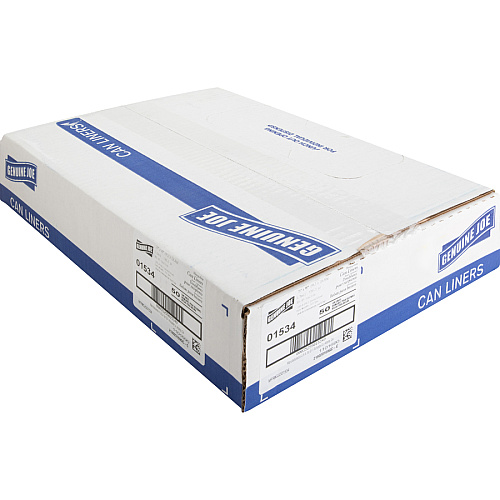 Genuine Joe Heavy-Duty Trash Can Liners Large Size - 45 gal Capacity - 46" Length x 39" Width x 1.50 mil (38 Micron) Thickness - Low Density - Black - 50/Box - 1 / Carton (GJO01534)