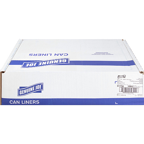 Genuine Joe High-Density Can Liners Small Size - 16 gal Capacity - 32" Length x 24" Width x 0.31 mil (8 Micron) Thickness - High Density - Clear - Resin - Office Waste, Industrial Trash - 50/Roll - 20 / Carton (GJO01756)