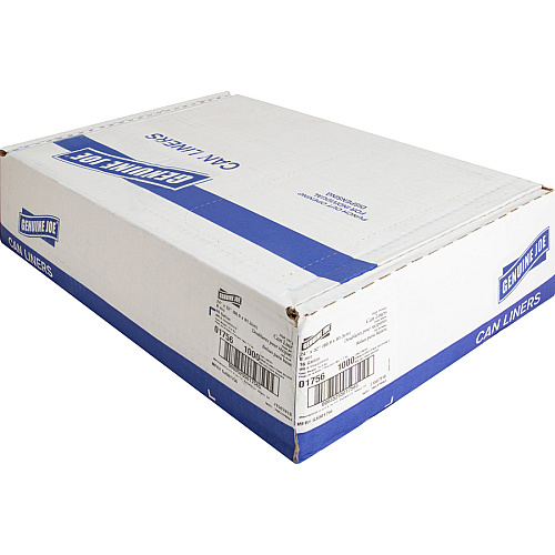 Genuine Joe High-Density Can Liners Small Size - 16 gal Capacity - 32" Length x 24" Width x 0.31 mil (8 Micron) Thickness - High Density - Clear - Resin - Office Waste, Industrial Trash - 50/Roll - 20 / Carton (GJO01756)