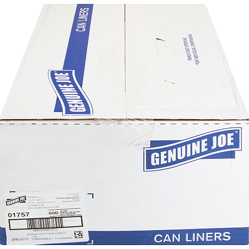 Genuine Joe High-Density Can Liners Medium Size - 33 gal Capacity - 40" Length x 33" Width x 0.43 mil (11 Micron) Thickness - High Density - Clear - Resin - Office Waste, Industrial Trash - 25/Roll - 20 / Carton (GJO01757)