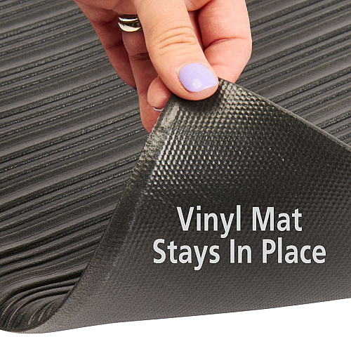 Genuine Joe Air Step Anti-Fatigue Mat Warehouse - 36" Length x 24" Width x 0.375" Thickness - Vinyl, Vinyl Foam - Black - 1 Each (GJO53231)