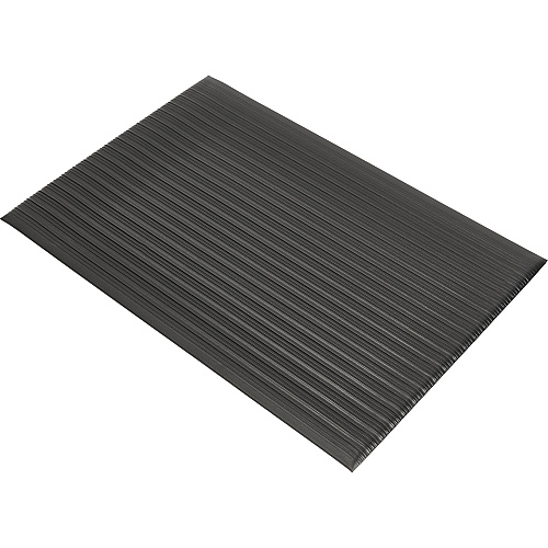 Genuine Joe Air Step Anti-Fatigue Mat Warehouse - 36" Length x 24" Width x 0.375" Thickness - Vinyl, Vinyl Foam - Black - 1 Each (GJO53231)