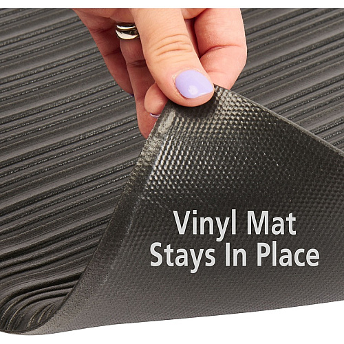 Genuine Joe Air Step Anti-Fatigue Mat Warehouse - 60" Length x 36" Width x 0.375" Thickness - Vinyl, Vinyl Foam - Black - 1 Each (GJO53351)