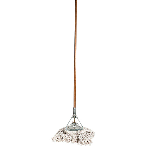 Genuine Joe Wood Handle Complete Wet Mop 60" Width x 0.94" Height Cotton Head - Wood Handle - Lightweight, Rust Resistant, Absorbent, 4-ply, Refillable - 1 Each (GJO54201)